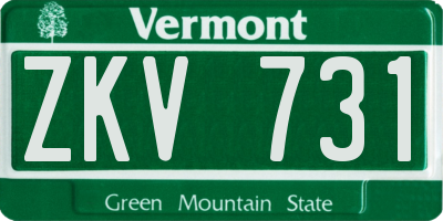 VT license plate ZKV731