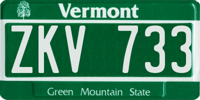 VT license plate ZKV733