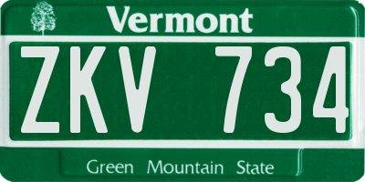 VT license plate ZKV734