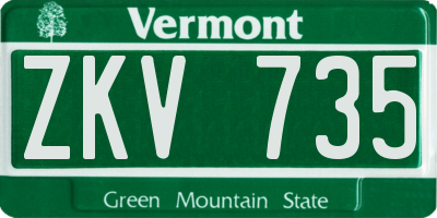 VT license plate ZKV735