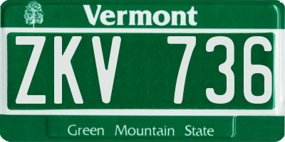 VT license plate ZKV736