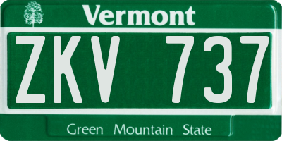 VT license plate ZKV737
