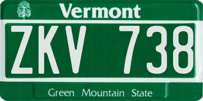 VT license plate ZKV738