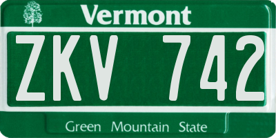 VT license plate ZKV742