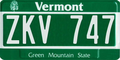 VT license plate ZKV747