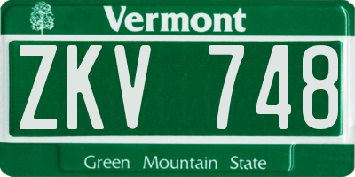 VT license plate ZKV748