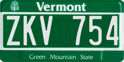 VT license plate ZKV754