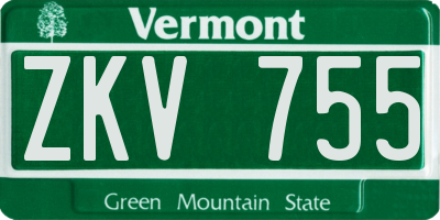 VT license plate ZKV755