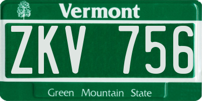 VT license plate ZKV756