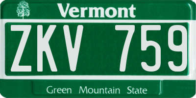 VT license plate ZKV759