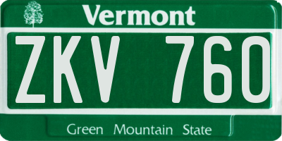 VT license plate ZKV760