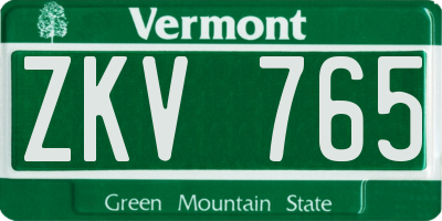 VT license plate ZKV765
