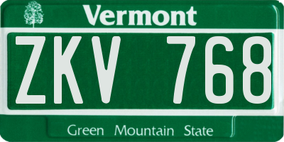 VT license plate ZKV768