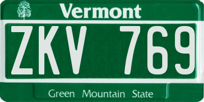 VT license plate ZKV769