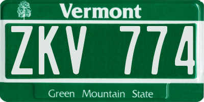 VT license plate ZKV774