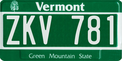 VT license plate ZKV781