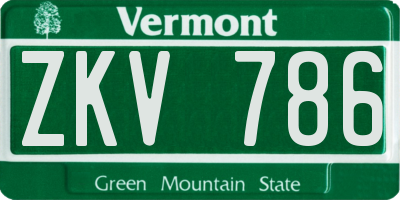 VT license plate ZKV786