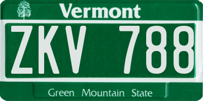 VT license plate ZKV788