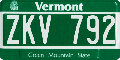 VT license plate ZKV792