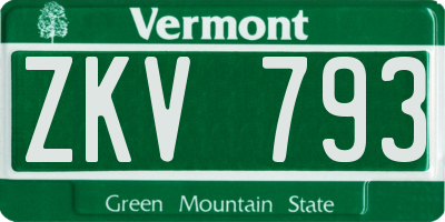 VT license plate ZKV793