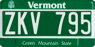 VT license plate ZKV795