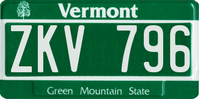 VT license plate ZKV796