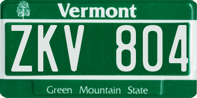 VT license plate ZKV804