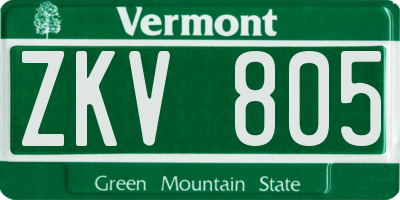 VT license plate ZKV805