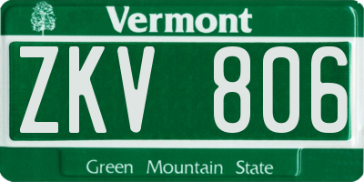VT license plate ZKV806