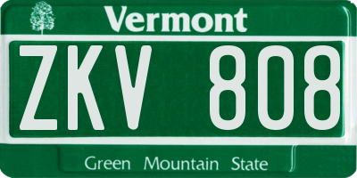 VT license plate ZKV808