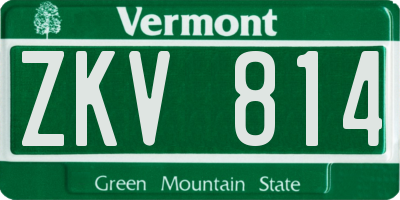 VT license plate ZKV814