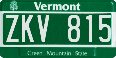 VT license plate ZKV815