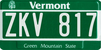 VT license plate ZKV817