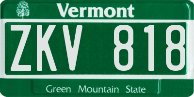 VT license plate ZKV818