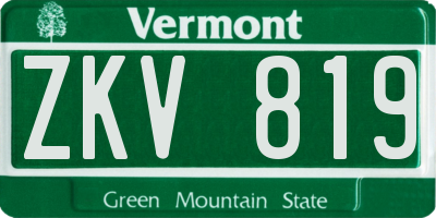 VT license plate ZKV819