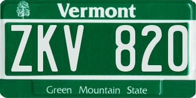 VT license plate ZKV820