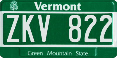 VT license plate ZKV822