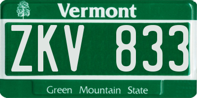 VT license plate ZKV833
