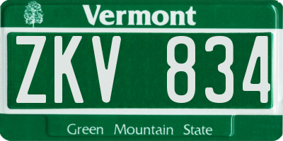 VT license plate ZKV834