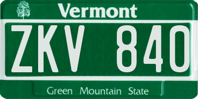 VT license plate ZKV840