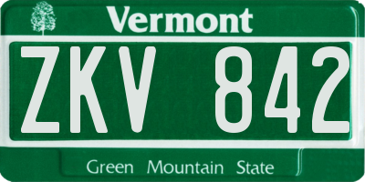 VT license plate ZKV842