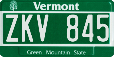 VT license plate ZKV845