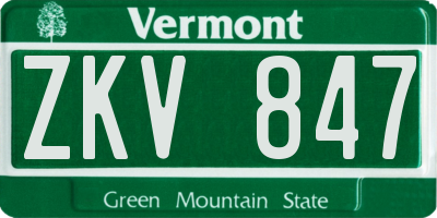 VT license plate ZKV847