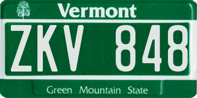 VT license plate ZKV848