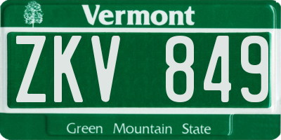 VT license plate ZKV849