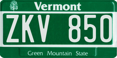 VT license plate ZKV850