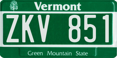 VT license plate ZKV851