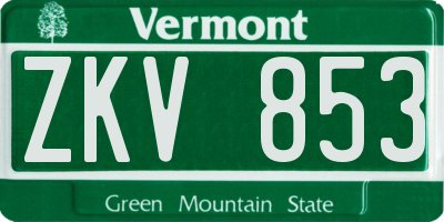 VT license plate ZKV853