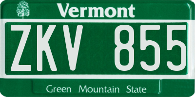 VT license plate ZKV855
