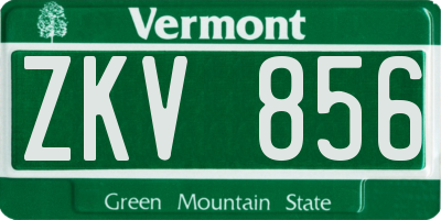 VT license plate ZKV856
